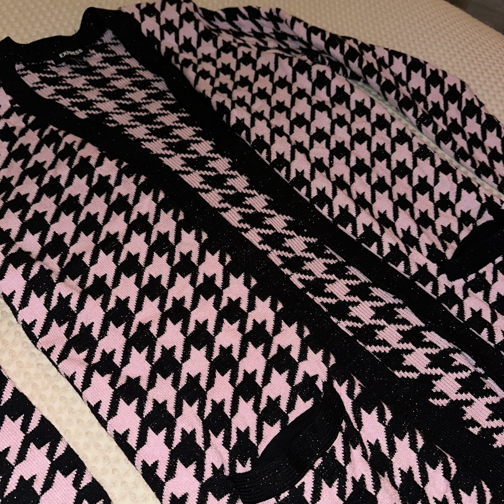Express Houndstooth Long Cardigan - image 2